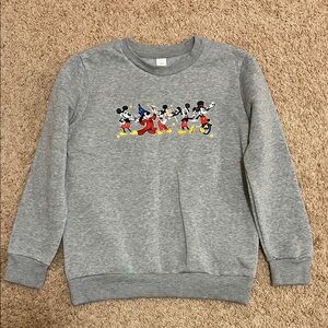 Disney Gray Crewneck Sweater with Mickey Mouse Design